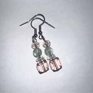 Crystal Gem & Iridescent Glass Bead Handmade Drop Crystal Earrings New